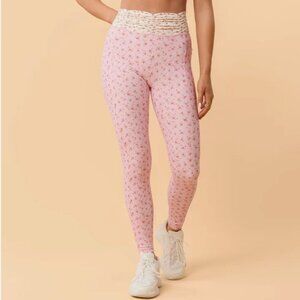 NWT Blogilates Ruched Waist Leggings Pink Floral